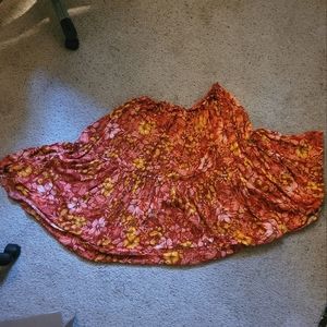 Flowy Floral Orange Red Yellow Pink Tiered Skirt